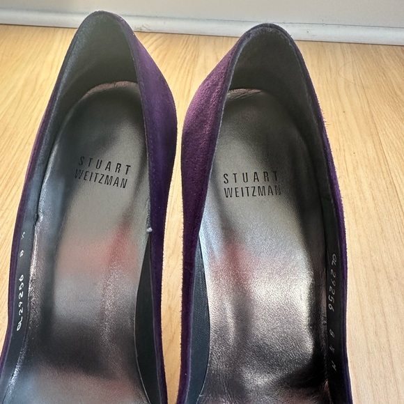 Stuart Weitzman Royal Purple Suede Pumps
Platform Stiletto Heel Leather Sole - Picture 3 of 7